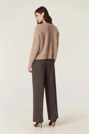 BRUSHED CASHWOOL V CARDIGAN MINK