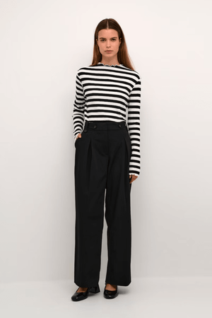CANDACE BIG STRIPE LONG SLEEVE EGRET/METEORITE