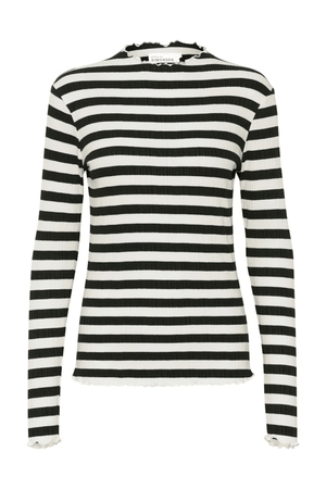 CANDACE BIG STRIPE LONG SLEEVE EGRET/METEORITE