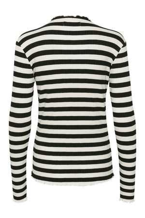 CANDACE BIG STRIPE LONG SLEEVE EGRET/METEORITE