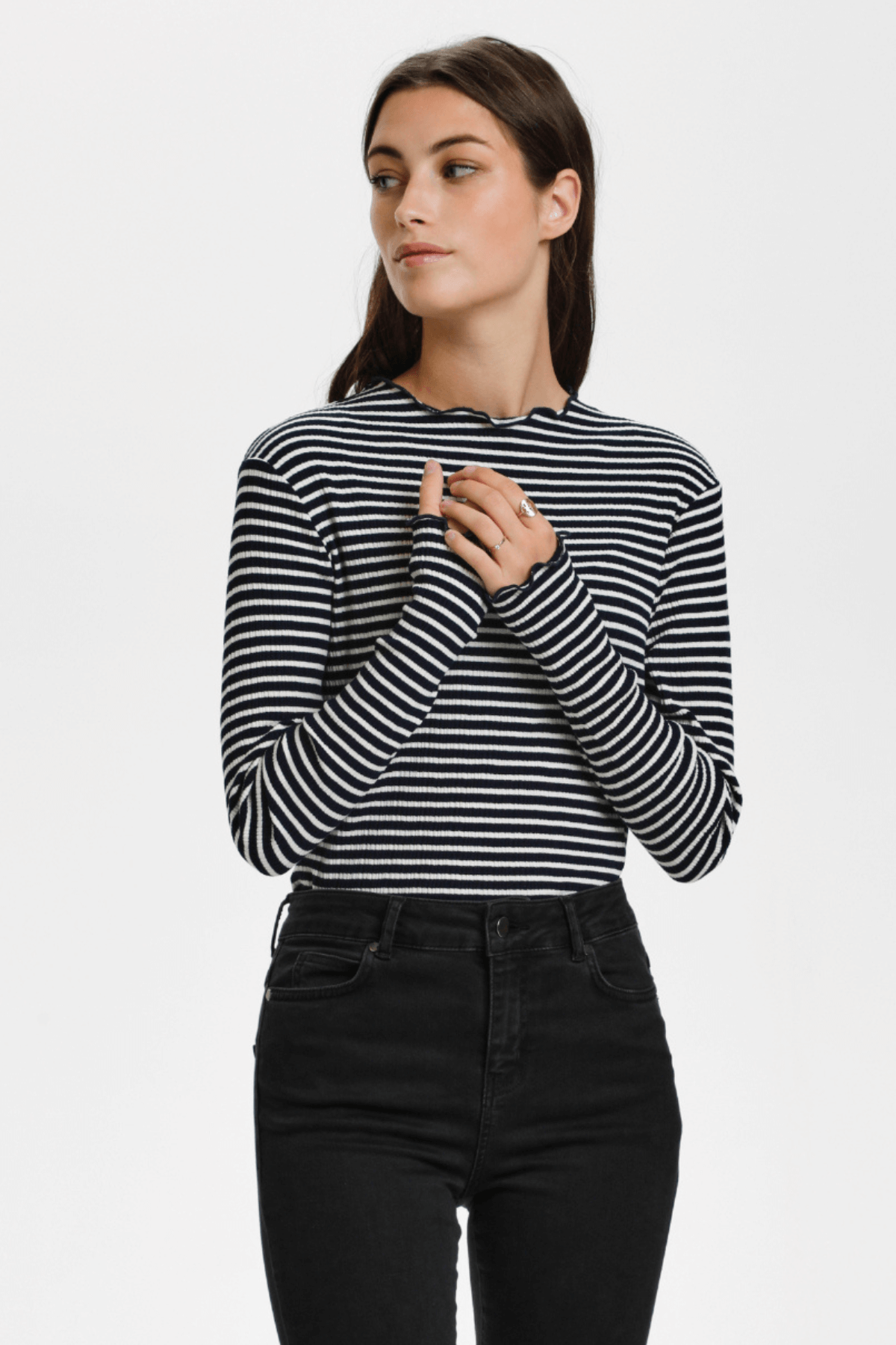 CANDACE STRIPE LONG SLEEVE NIGHT SKY/EGRET STRIPE