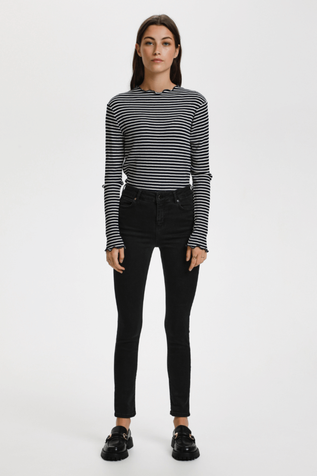 CANDACE STRIPE LONG SLEEVE NIGHT SKY/EGRET STRIPE