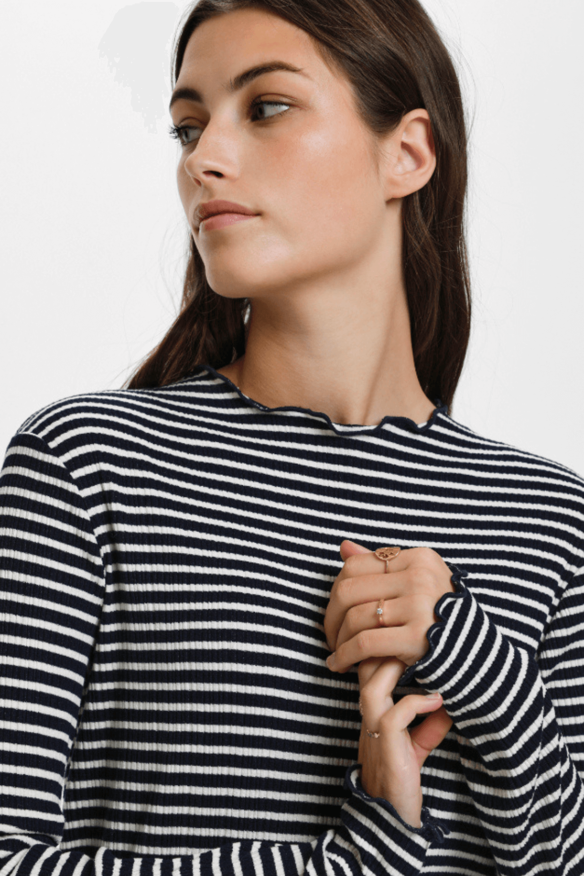 CANDACE STRIPE LONG SLEEVE NIGHT SKY/EGRET STRIPE