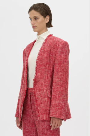 CARMINE FITTED COLLARLESS BLAZER RED