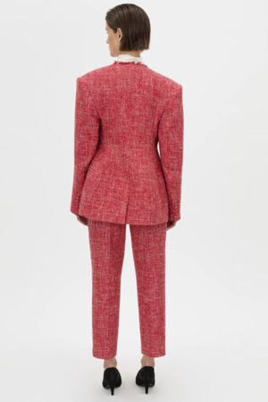 CARMINE FITTED COLLARLESS BLAZER RED