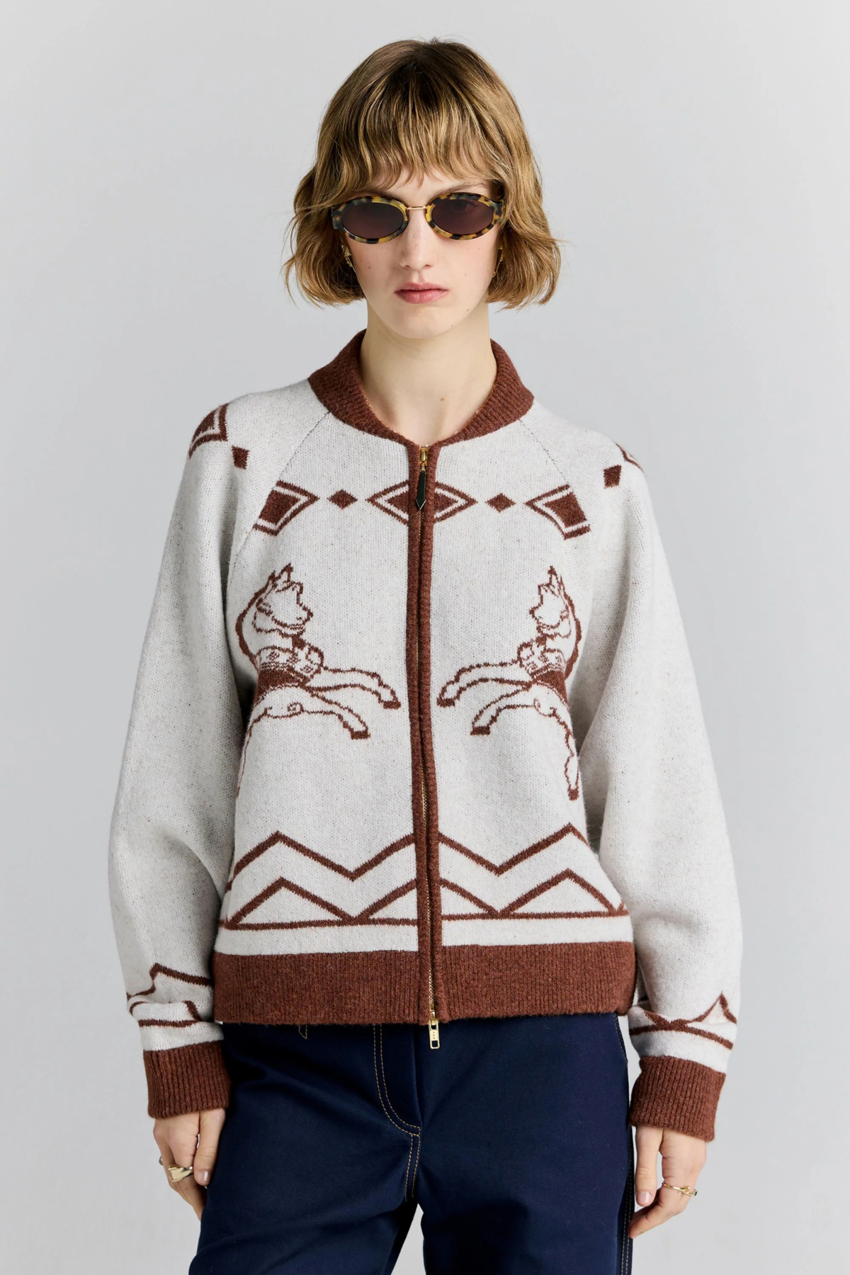 CAROUSEL KNIT BOMBER IVORY