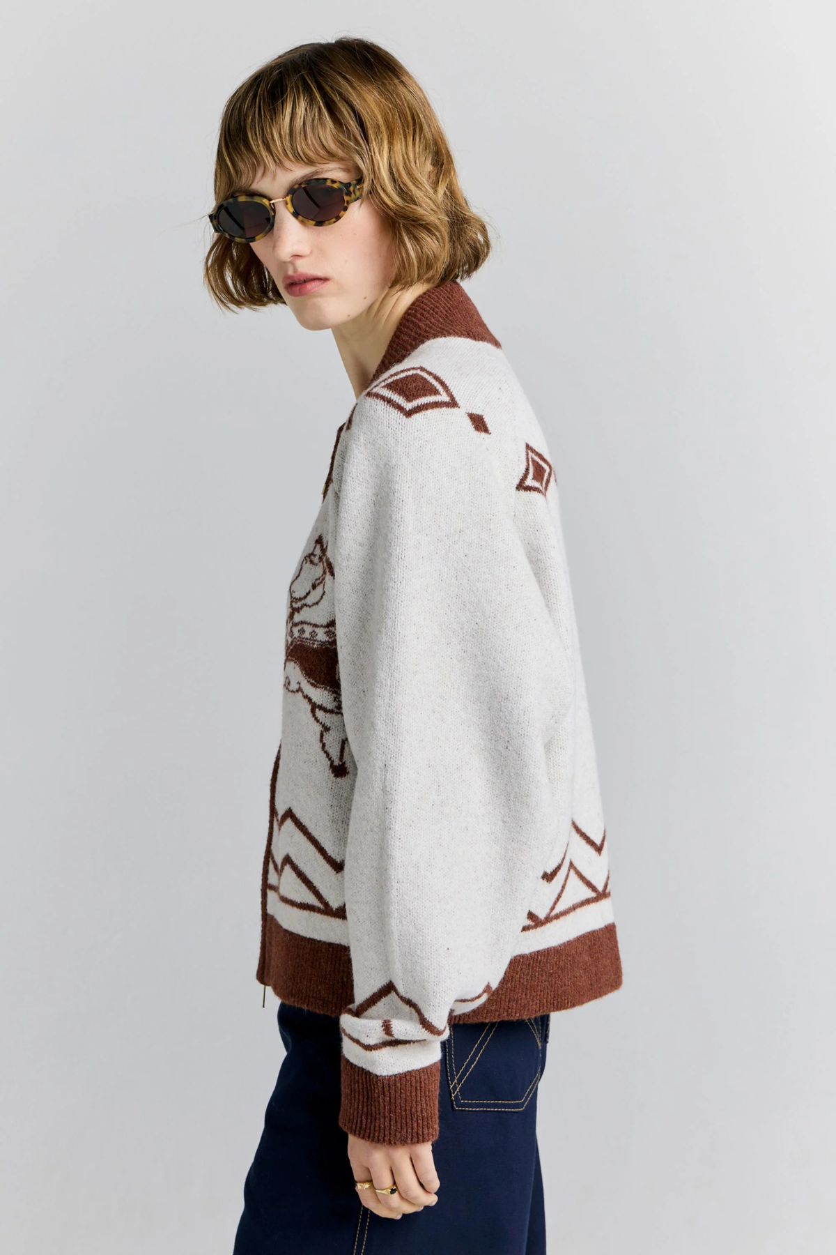 CAROUSEL KNIT BOMBER IVORY