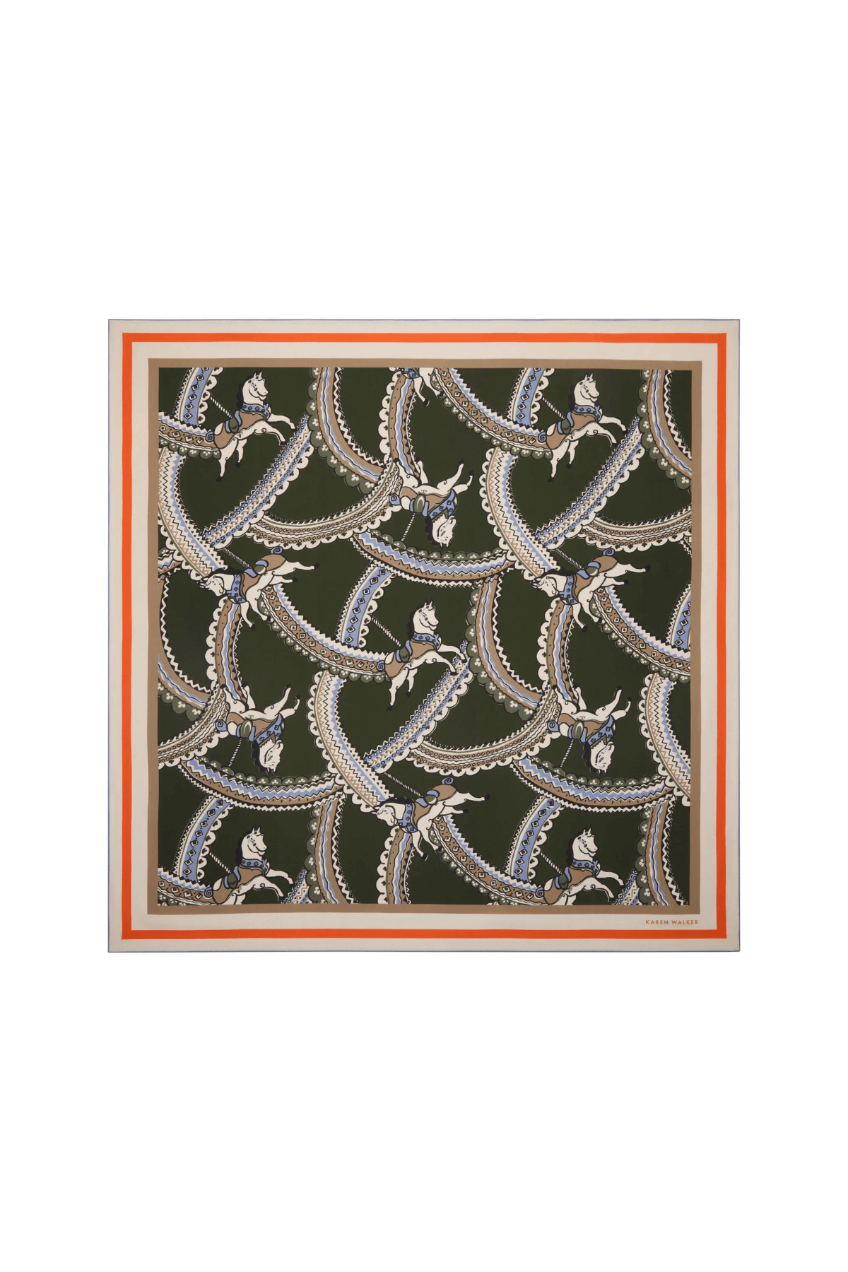 CAROUSEL CLASSIC SILK SCARF OLIVE MULTI