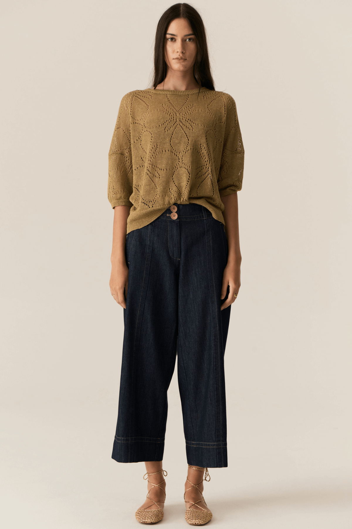 CARSEN CROP PANT DARK WASH