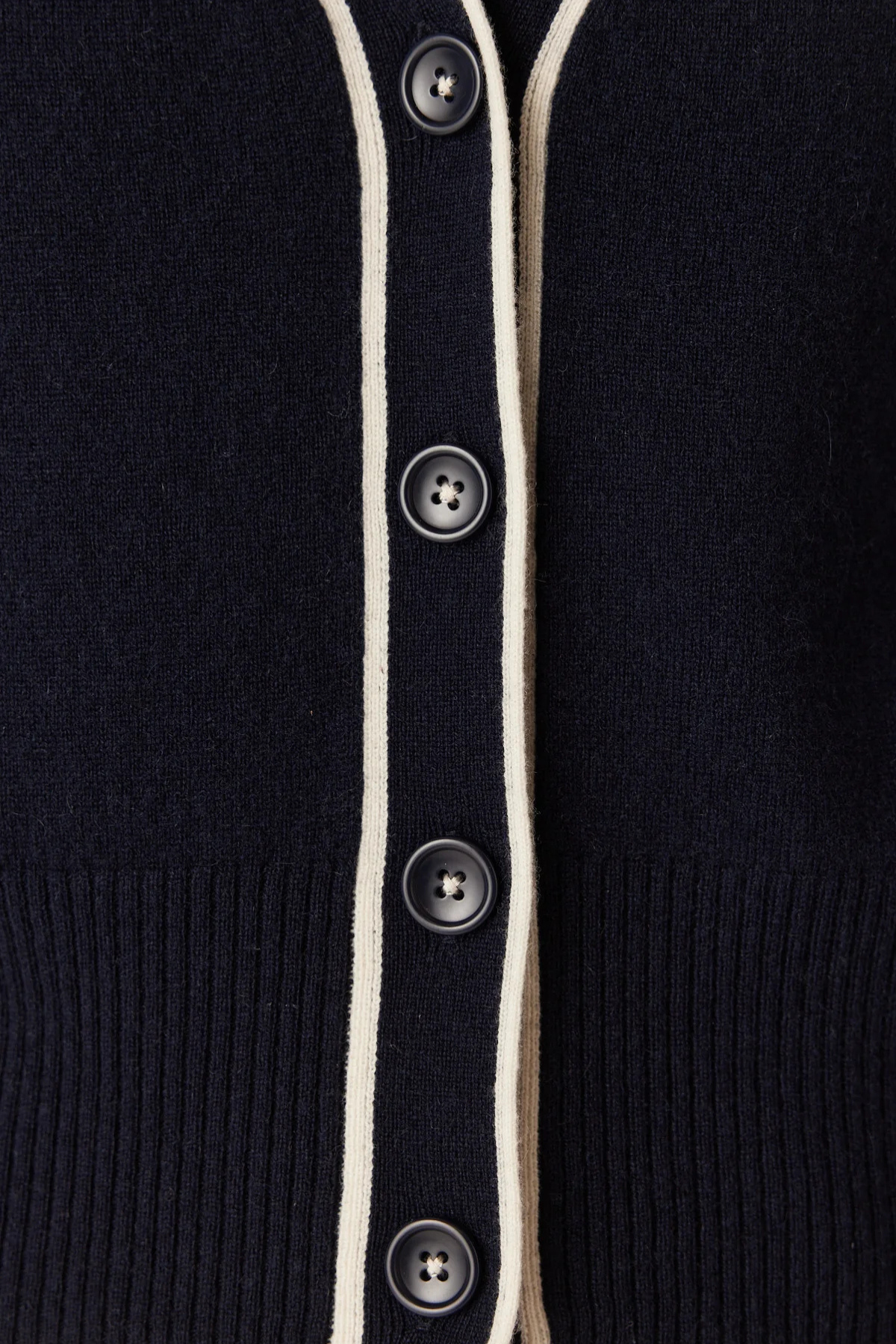 CASHWOOL CONTRAST V CARDIGAN NAVY