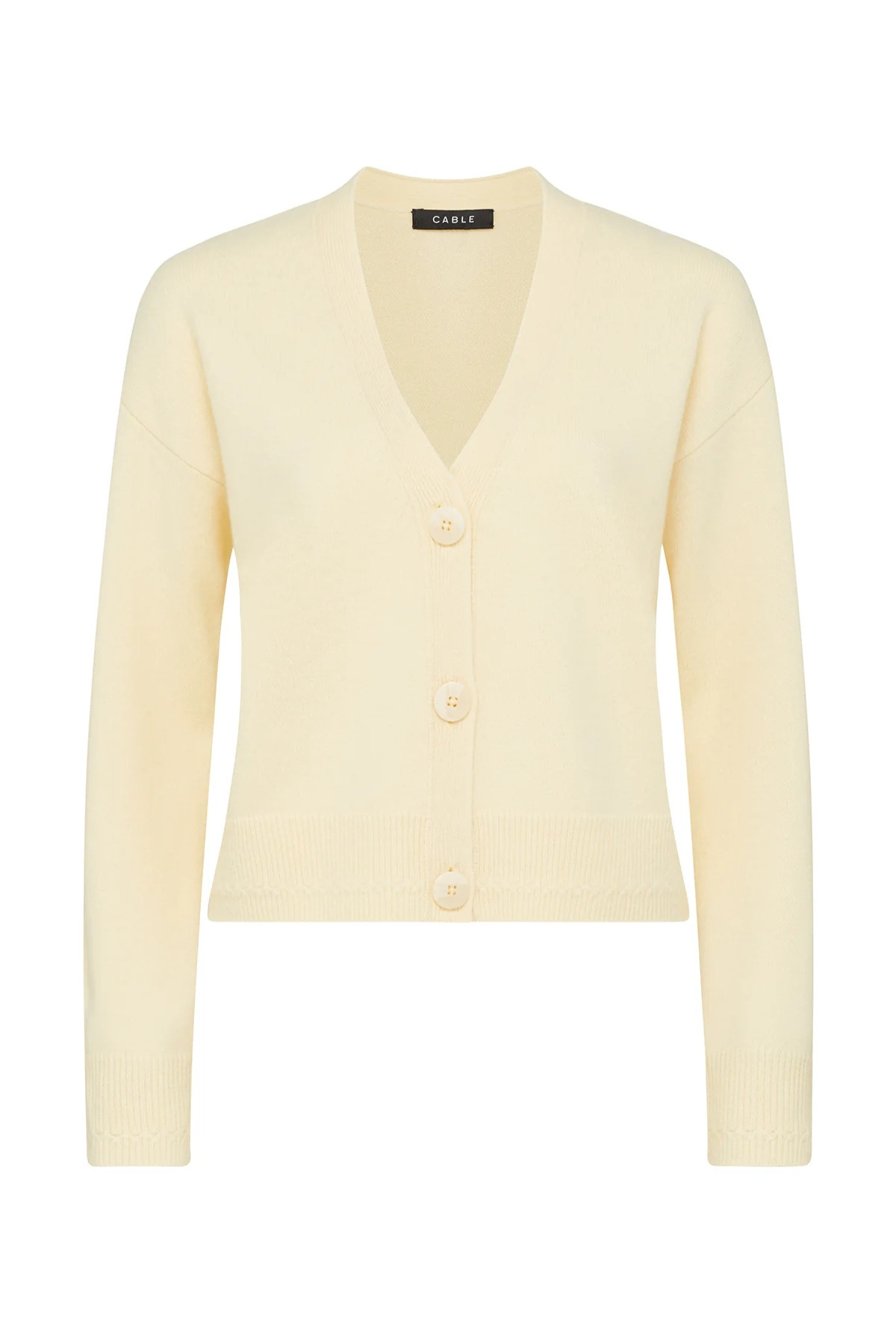 CASHWOOL V CARDIGAN PALE LEMON