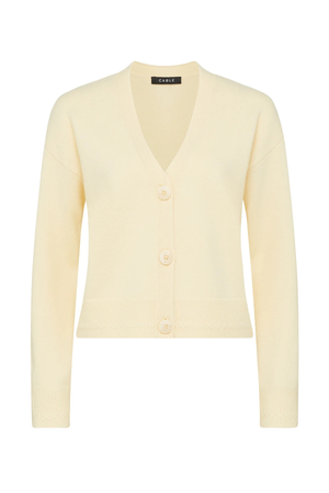 CASHWOOL V CARDIGAN PALE LEMON