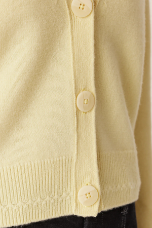CASHWOOL V CARDIGAN PALE LEMON