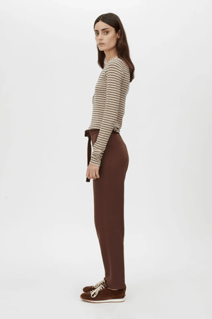 CASSIAN BUTTON DOWN STRIPE TOP OATMEAL