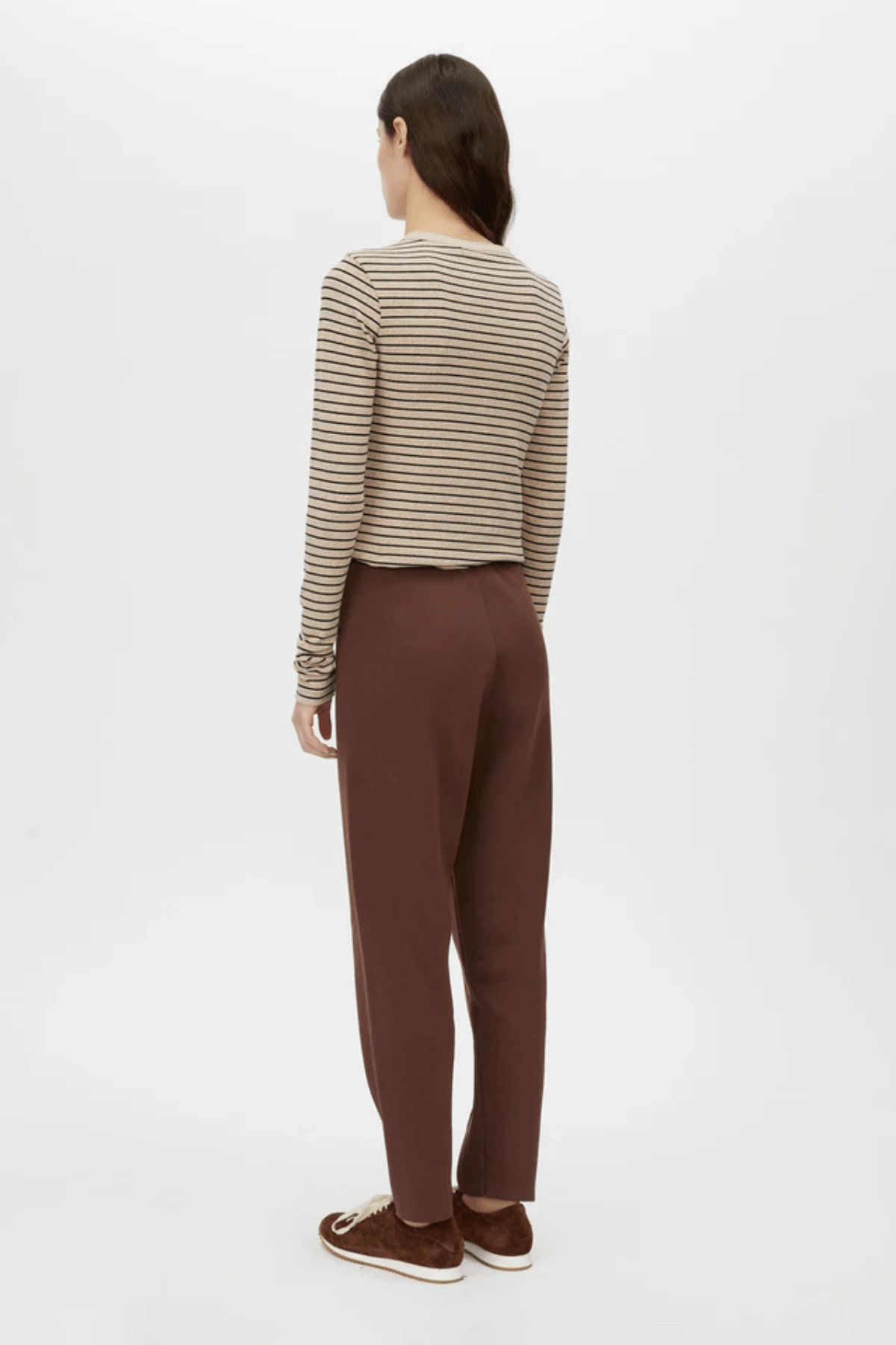 CASSIAN BUTTON DOWN STRIPE TOP OATMEAL