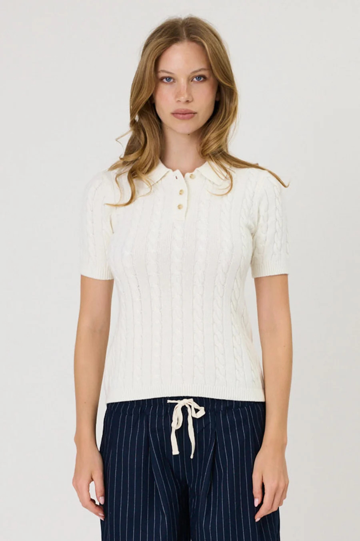 CASSIE POLO TOP IVORY