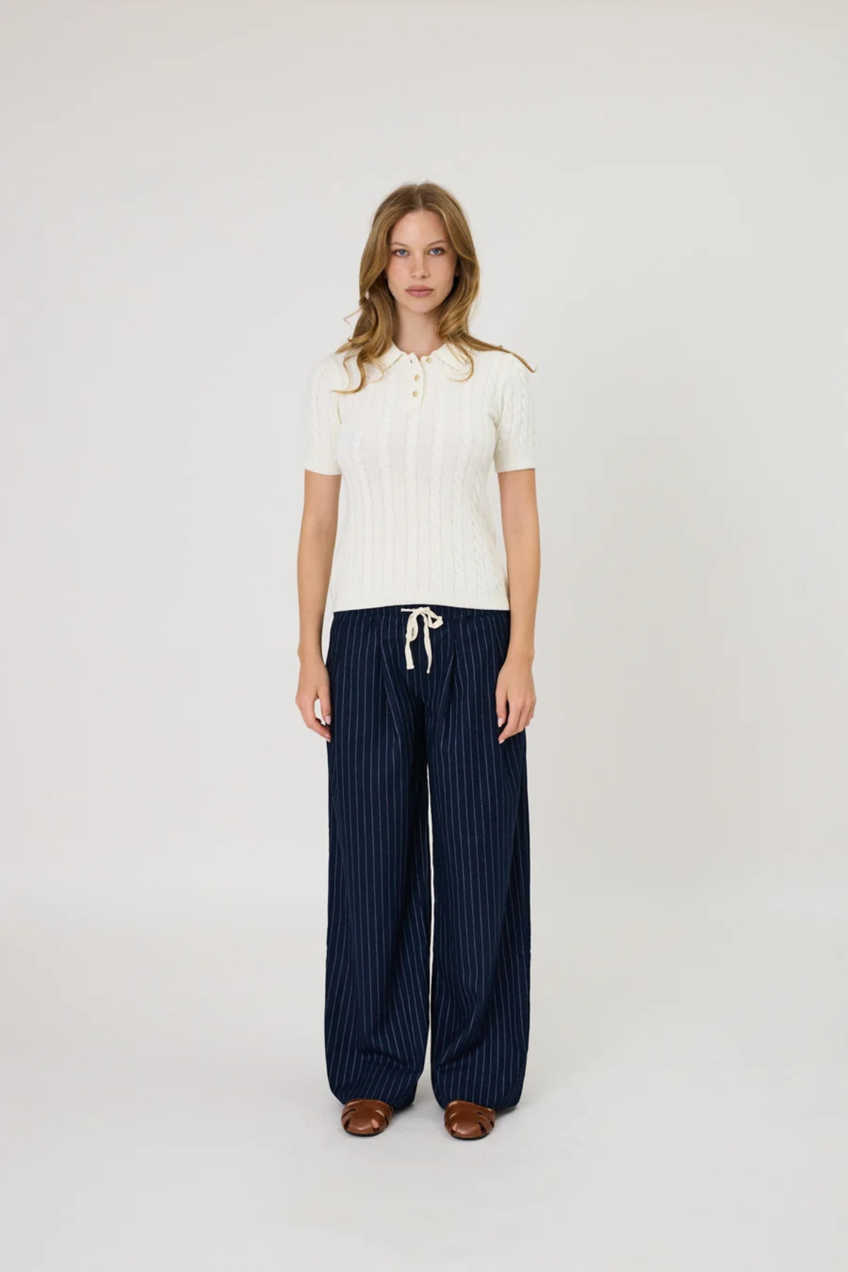 CASSIE POLO TOP IVORY