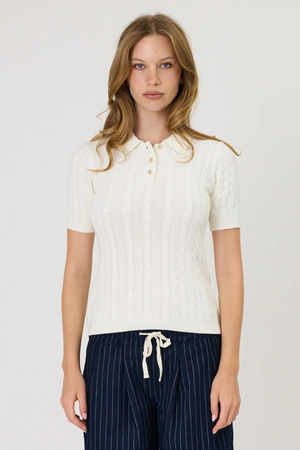CASSIE POLO TOP IVORY