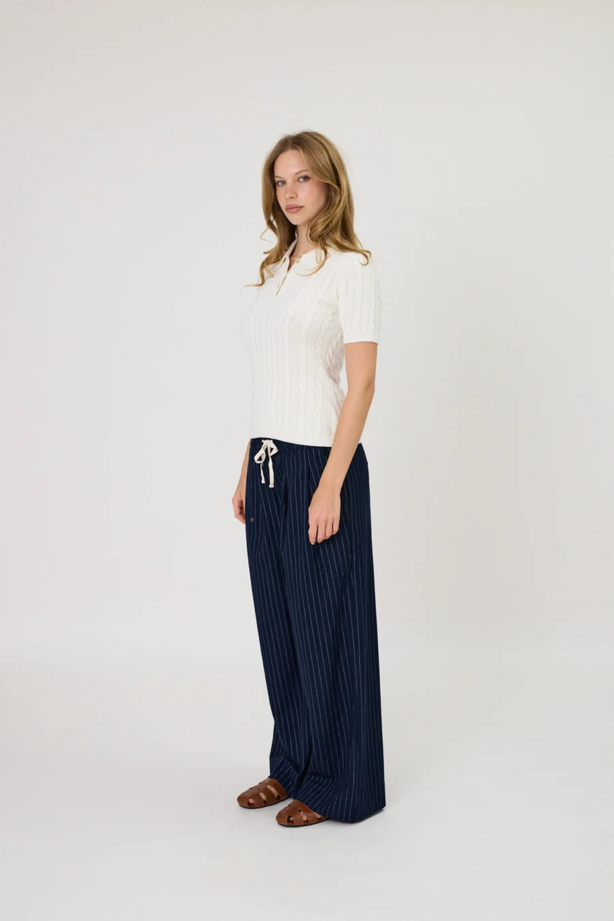 CASSIE POLO TOP IVORY
