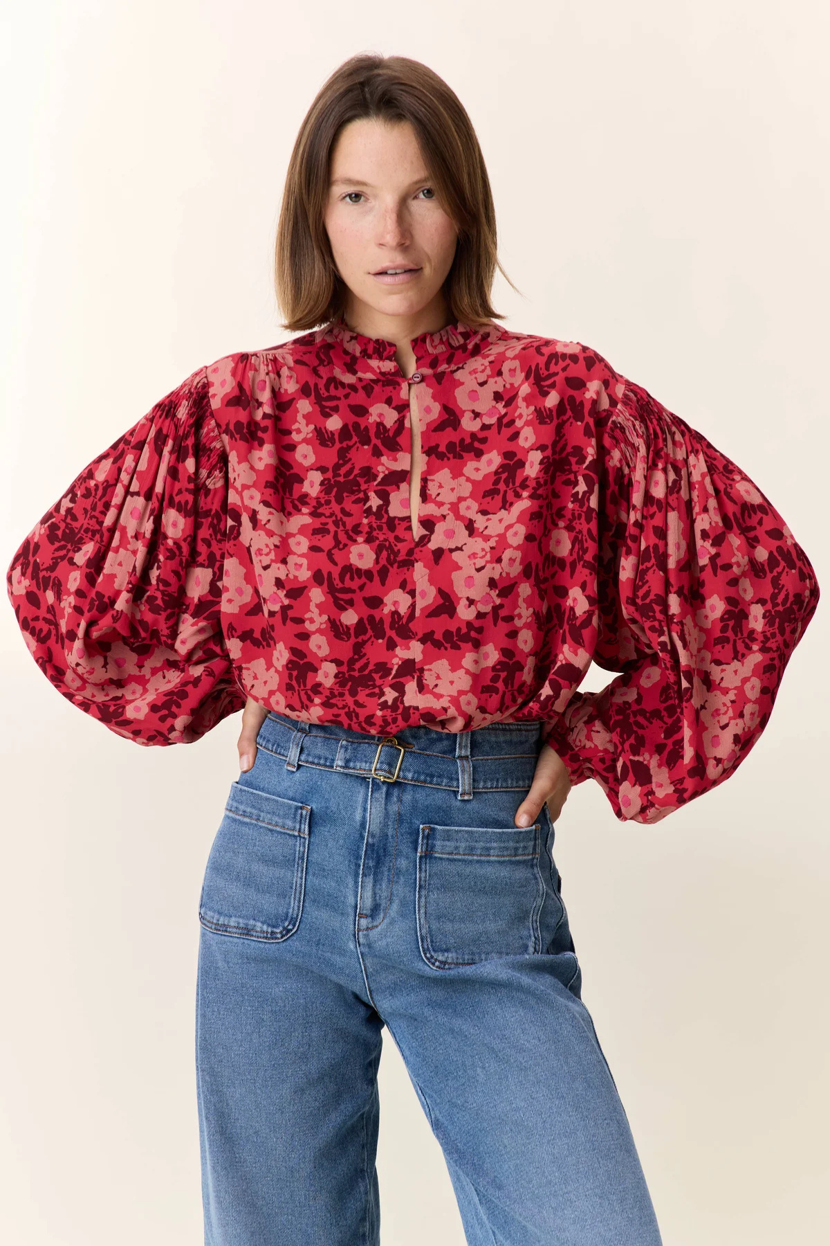 CATZ FLOWER BLOUSE RED