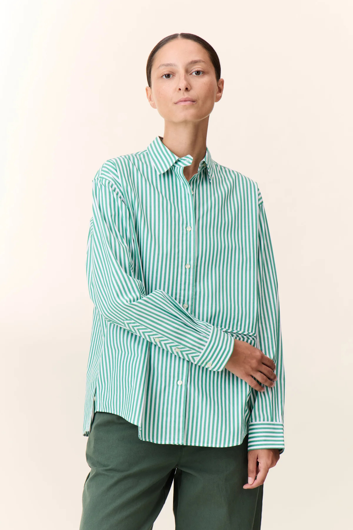 CELEN STRIPE SHIRT GREEN