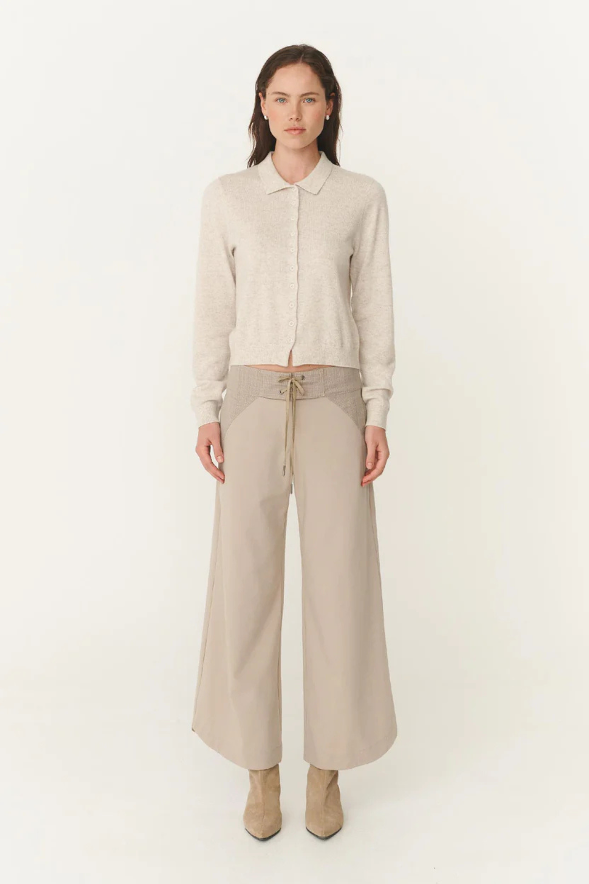 CELIA MERINO KNIT CARDIGAN OAT MARLE