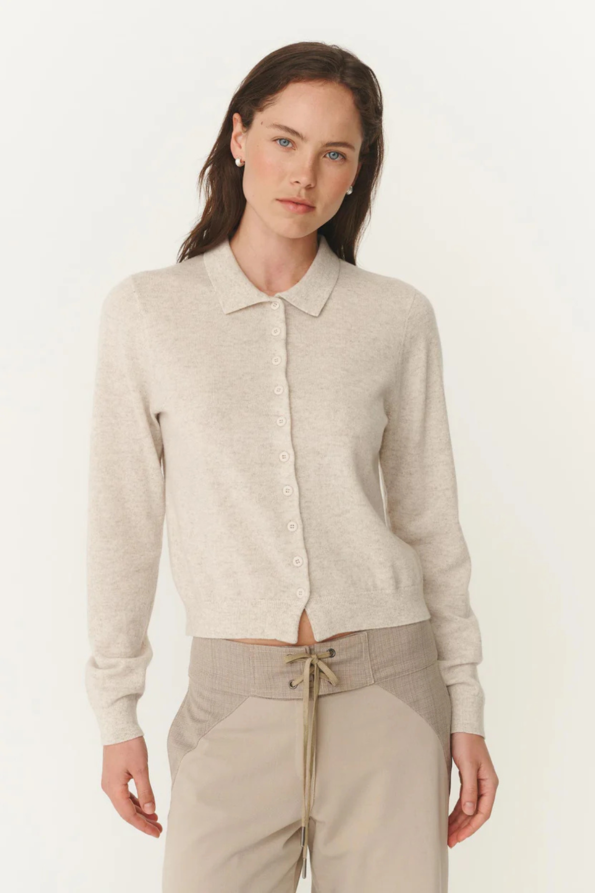 CELIA MERINO KNIT CARDIGAN OAT MARLE