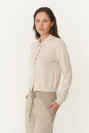 CELIA MERINO KNIT CARDIGAN OAT MARLE