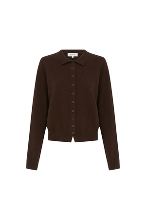CELIA MERINO KNIT CARDIGAN DARK COCAO