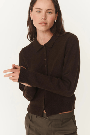 CELIA MERINO KNIT CARDIGAN DARK COCAO