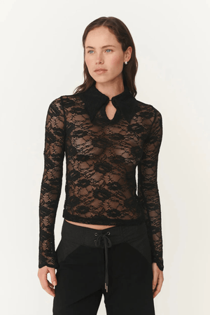 CHARLOTTE ROSE LACE TOP NOIR
