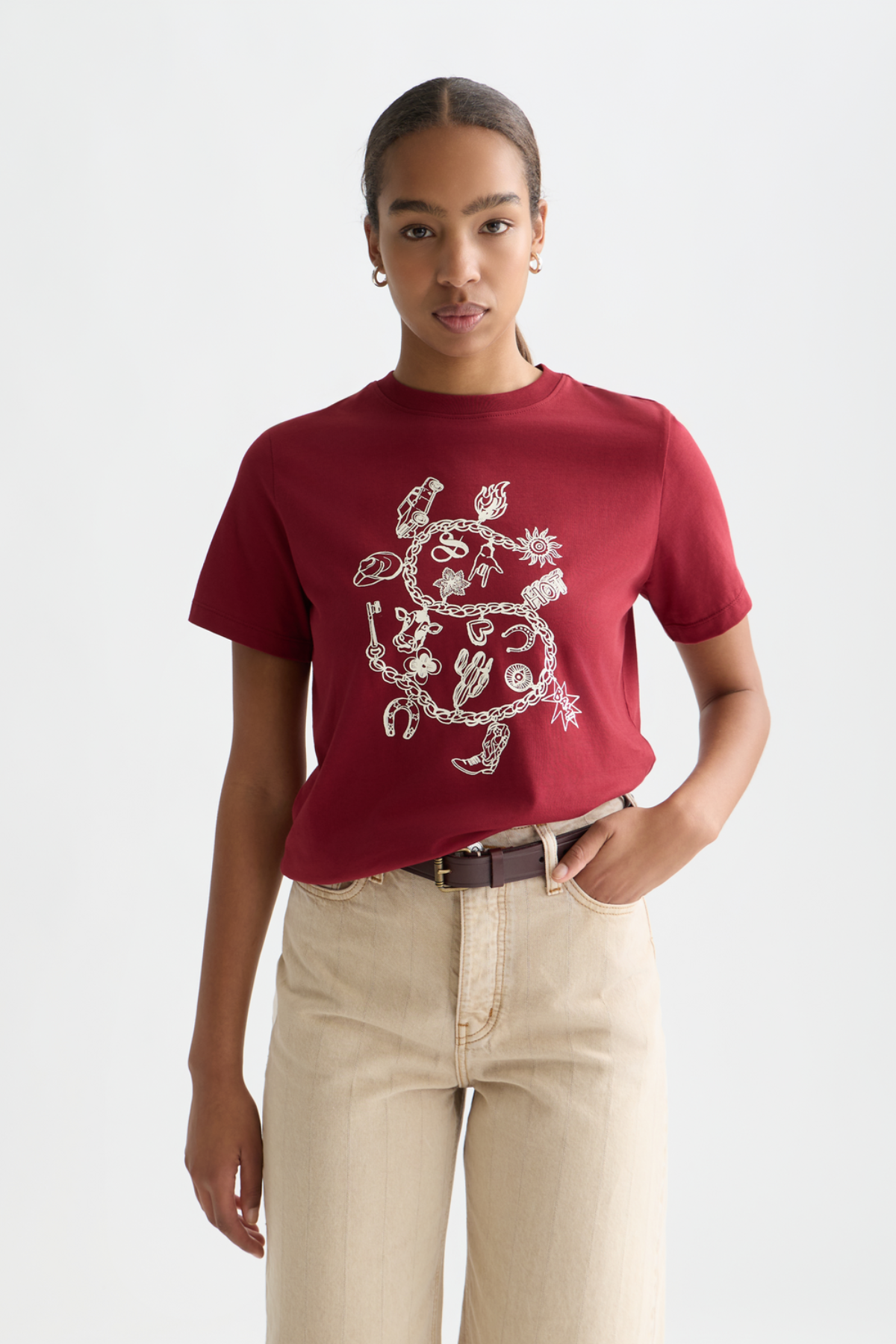 CHEST ARTWORK T-SHIRT BIKING RED