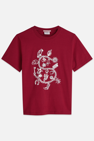 CHEST ARTWORK T-SHIRT BIKING RED