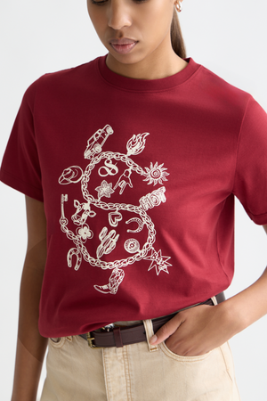 CHEST ARTWORK T-SHIRT BIKING RED