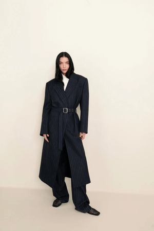 CLEMENCE BLAZER COAT NAVY PINSTRIPE
