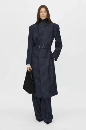 CLEMENCE BLAZER COAT NAVY PINSTRIPE
