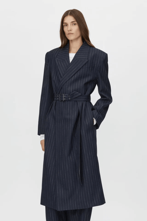 CLEMENCE BLAZER COAT NAVY PINSTRIPE