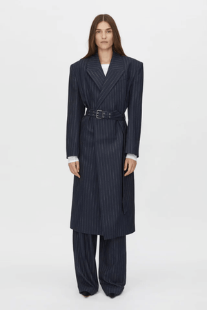 CLEMENCE BLAZER COAT NAVY PINSTRIPE