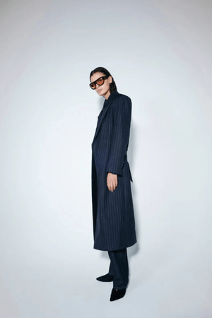 CLEMENCE BLAZER COAT NAVY PINSTRIPE