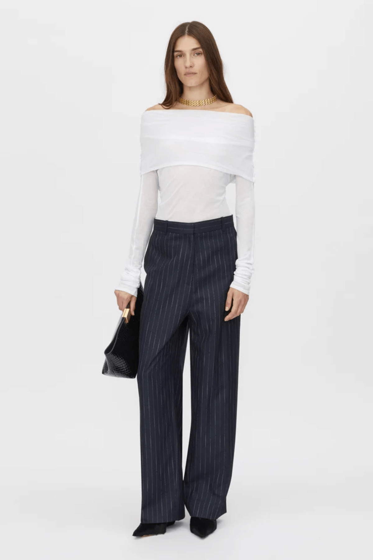 CLEMENCE PANT NAVY PINSTRIPE