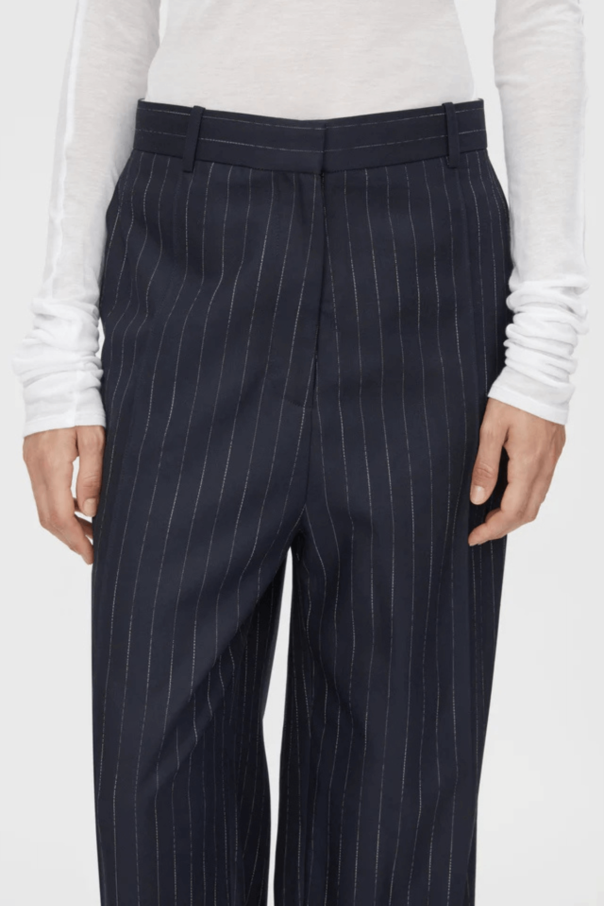 CLEMENCE PANT NAVY PINSTRIPE