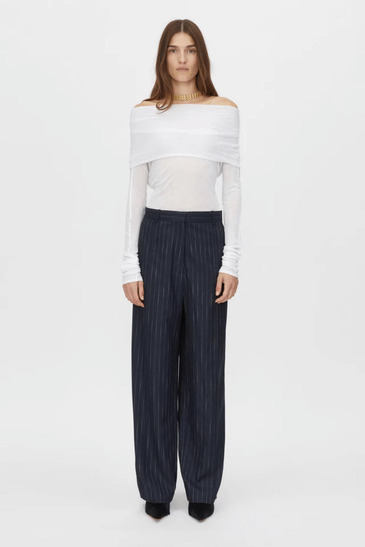 CLEMENCE PANT NAVY PINSTRIPE