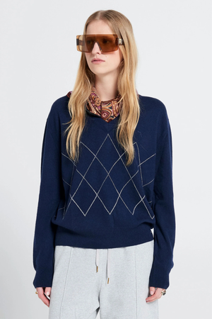 CLUB ARGYLE SWEATER NAVY