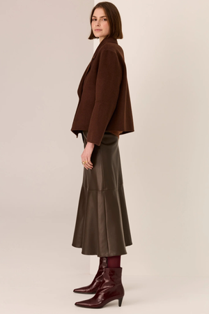 COHEN CROPPED WOOL COAT WALNUT