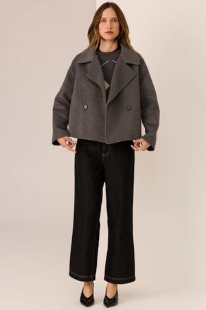 COHEN CROPPED WOOL COAT CHARCOAL