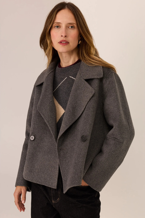 COHEN CROPPED WOOL COAT CHARCOAL
