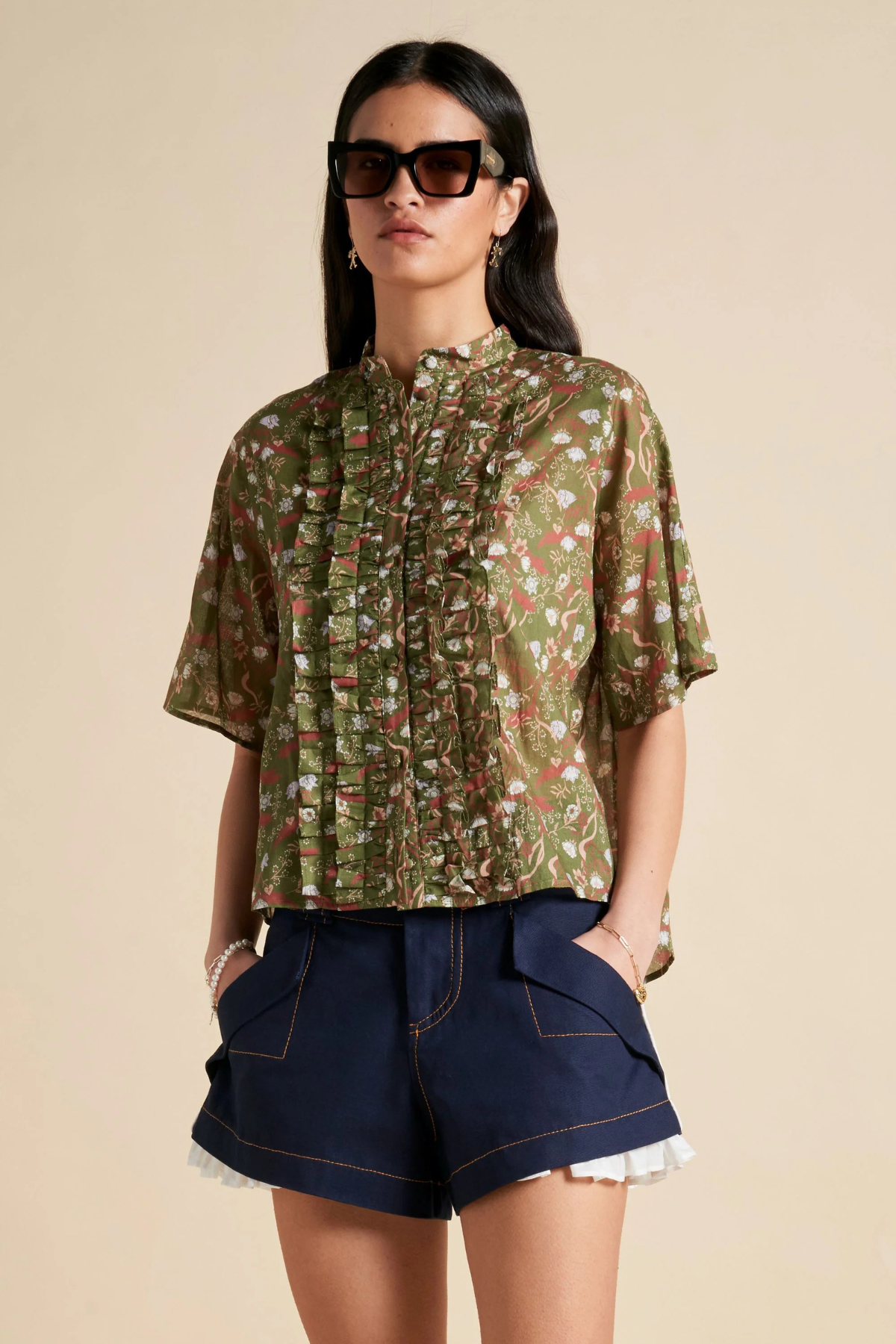 COLETTE SHIRT OLIVE MULTI