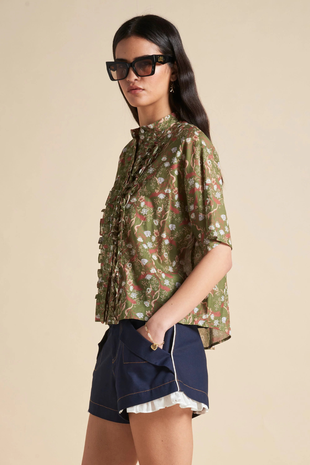 COLETTE SHIRT OLIVE MULTI
