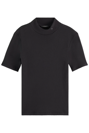 CORE MOCK NECK RIB T-SHIRT BLACK