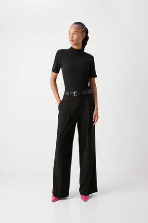 CORE MOCK NECK RIB T-SHIRT BLACK